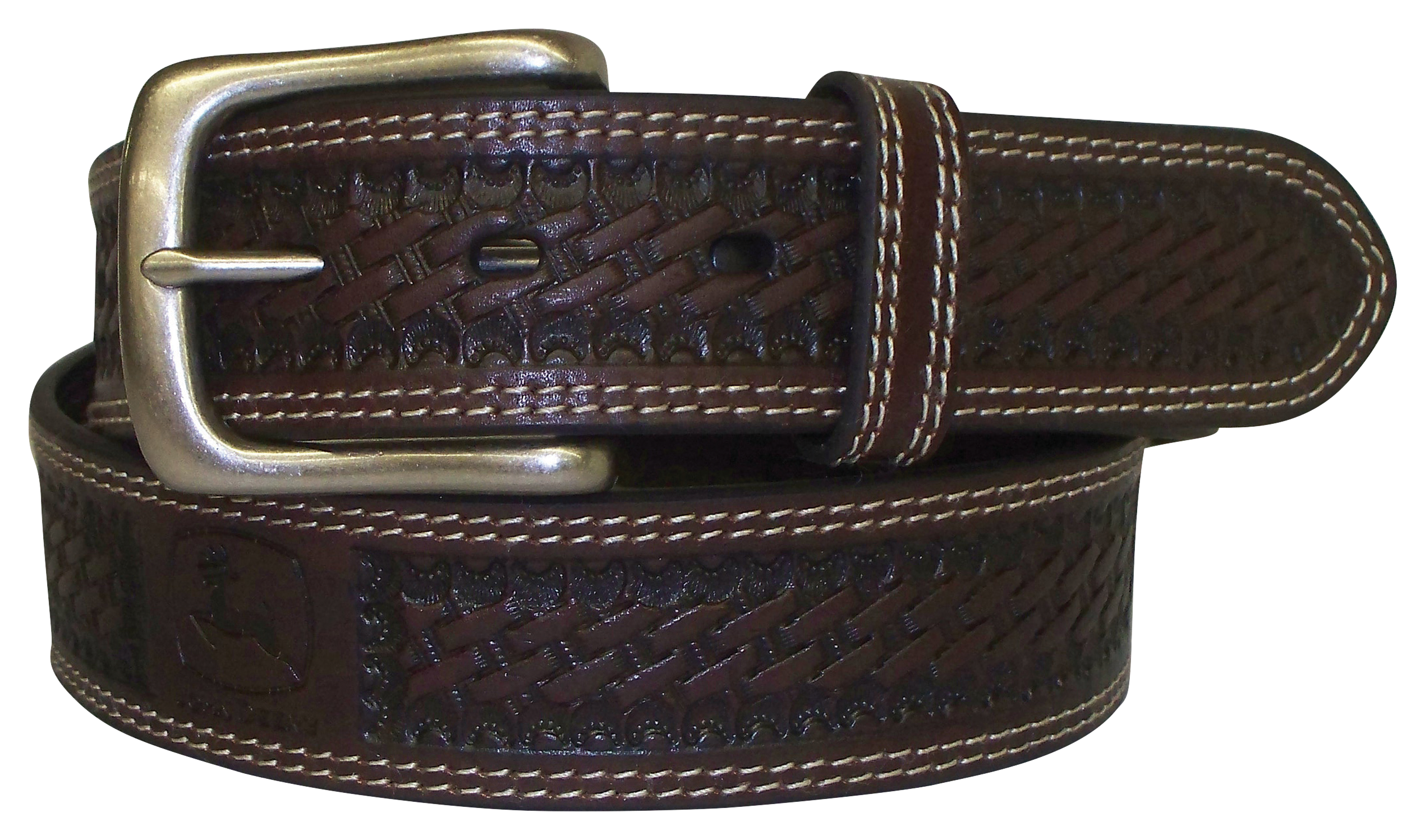 John Deere 38mm Basketweave Genuine Leather Belt for Men Cabela's